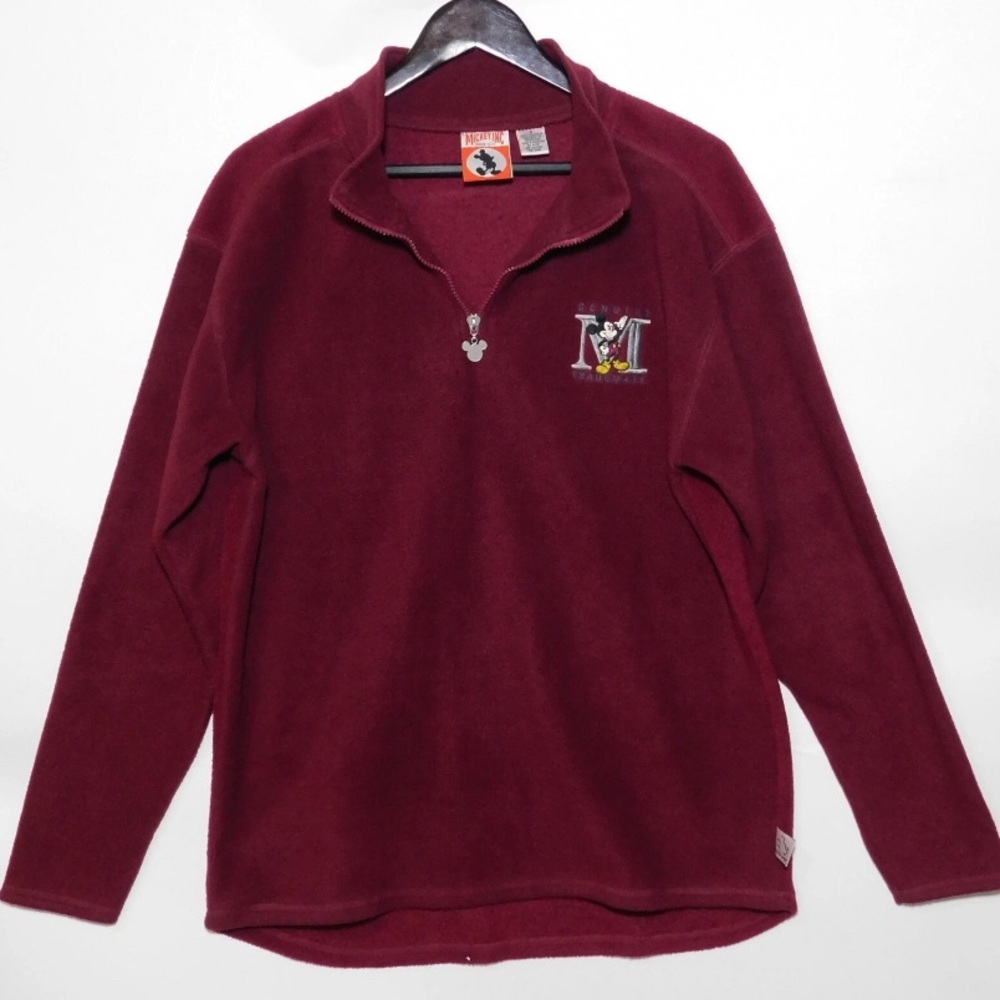 Vintage 1990s MICKEY INC Disney‎ World Quarter Zip Pullover Fleece Jacket men XL